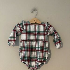 $18 ADD‎ ON rufflebutts Christmas holiday plaid flannel romper 18-24M Zara Hanna